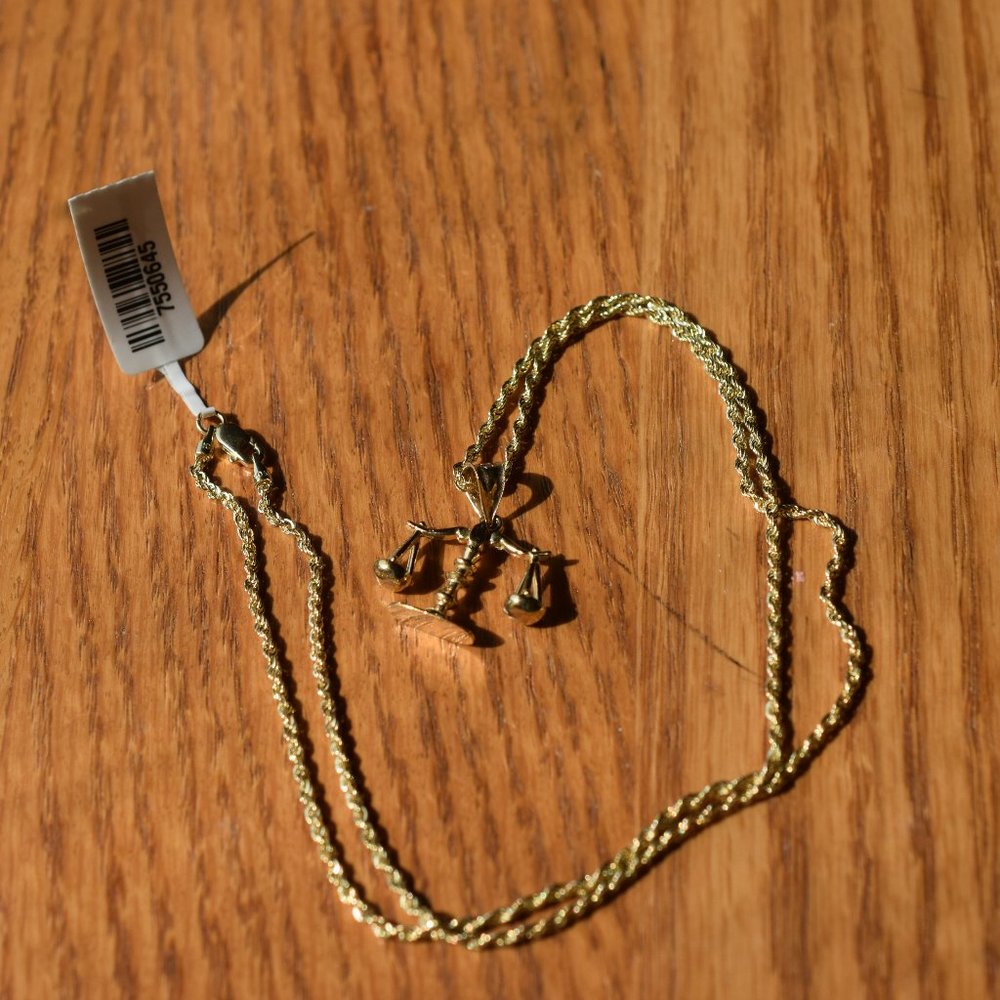 New 10k. Solid Yellow Gold Libra Necklace